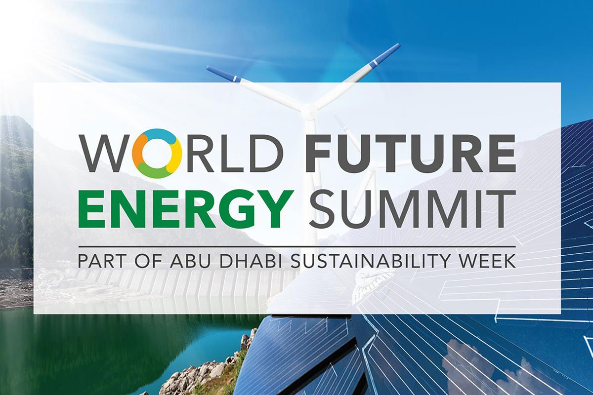 Банер World Future Energy Summit з акцентом на майбутнє чистої енергетики