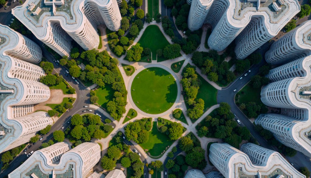 Аерофото міського зеленого простору як приклад урбан-лісів, представлене на Trees in Cities Online Summit 2025